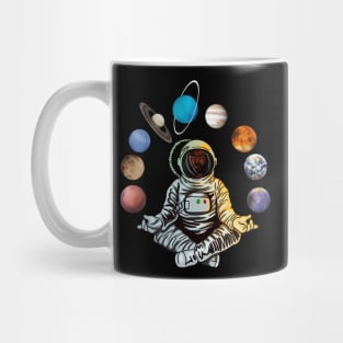 Astronaut, African Man, Meditating Surrounded by Planets Mug